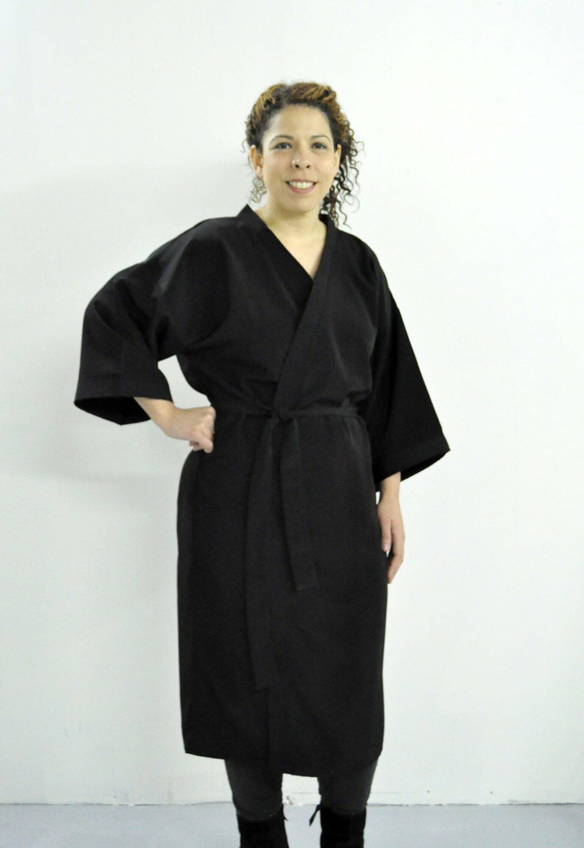 Style #5500P Grand Central Long Wrap Gown in Peachskin