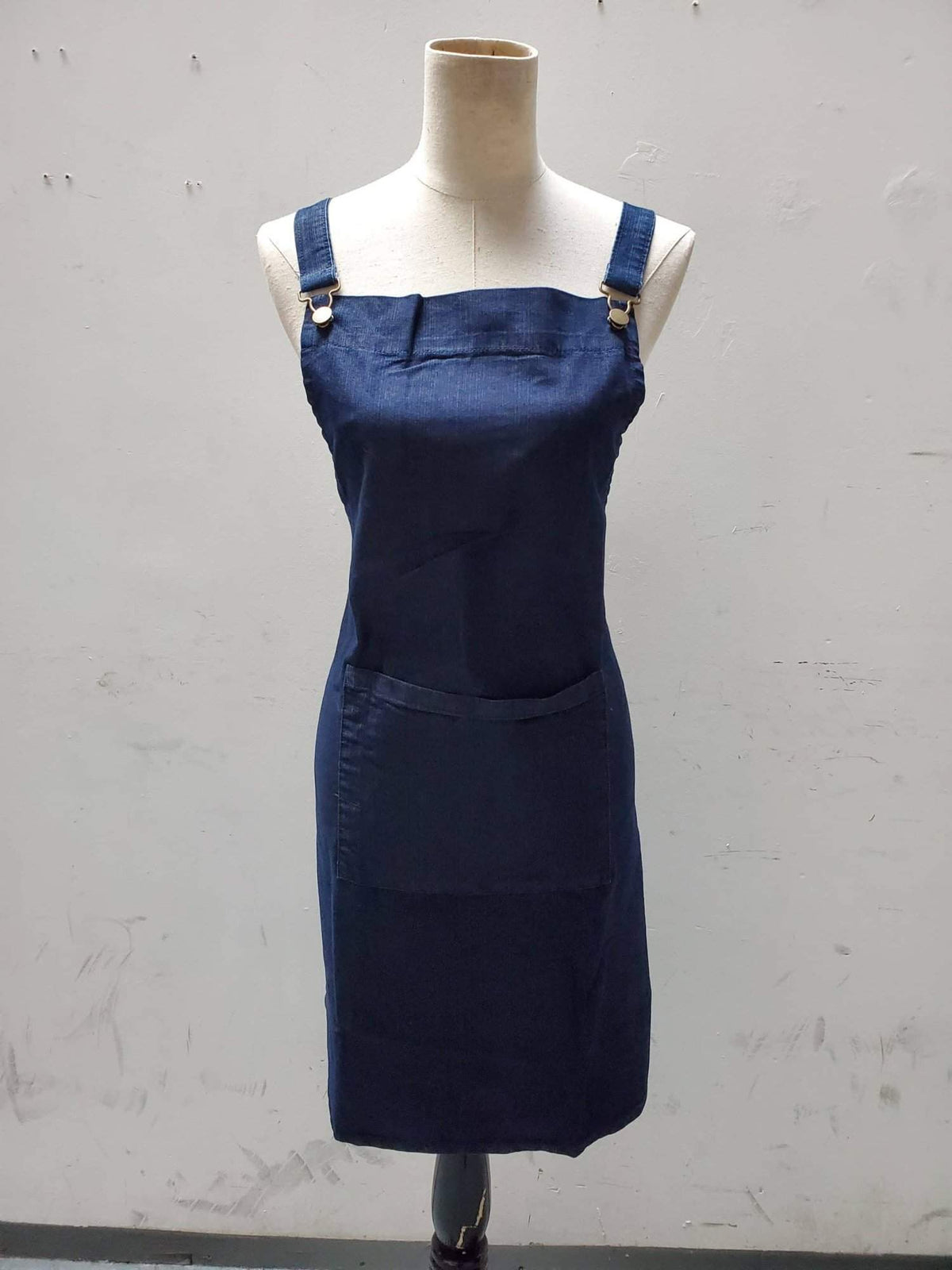Denim black cross back apron style # 2100