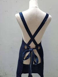 Denim black cross back apron style # 2100