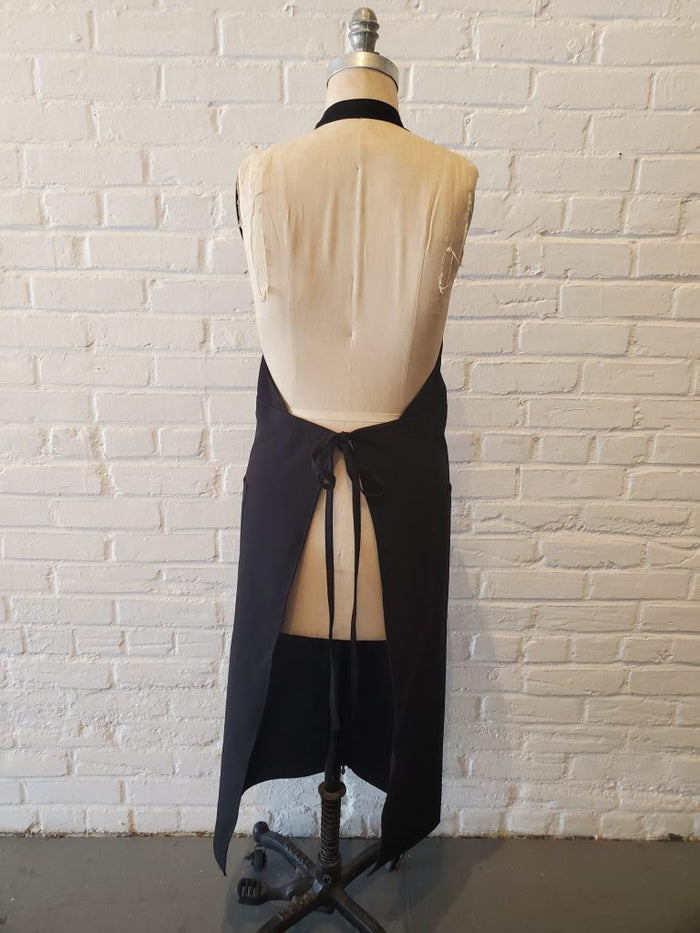 Style #635B Long V-Neck Chaps Apron with Rhinestone Zipper