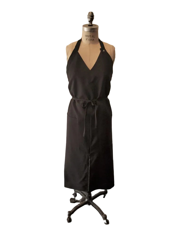 Style #635B Long V-Neck Chaps Apron with Rhinestone Zipper