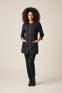 Style #95B Rhinestone Zip Front Smock - No Collar