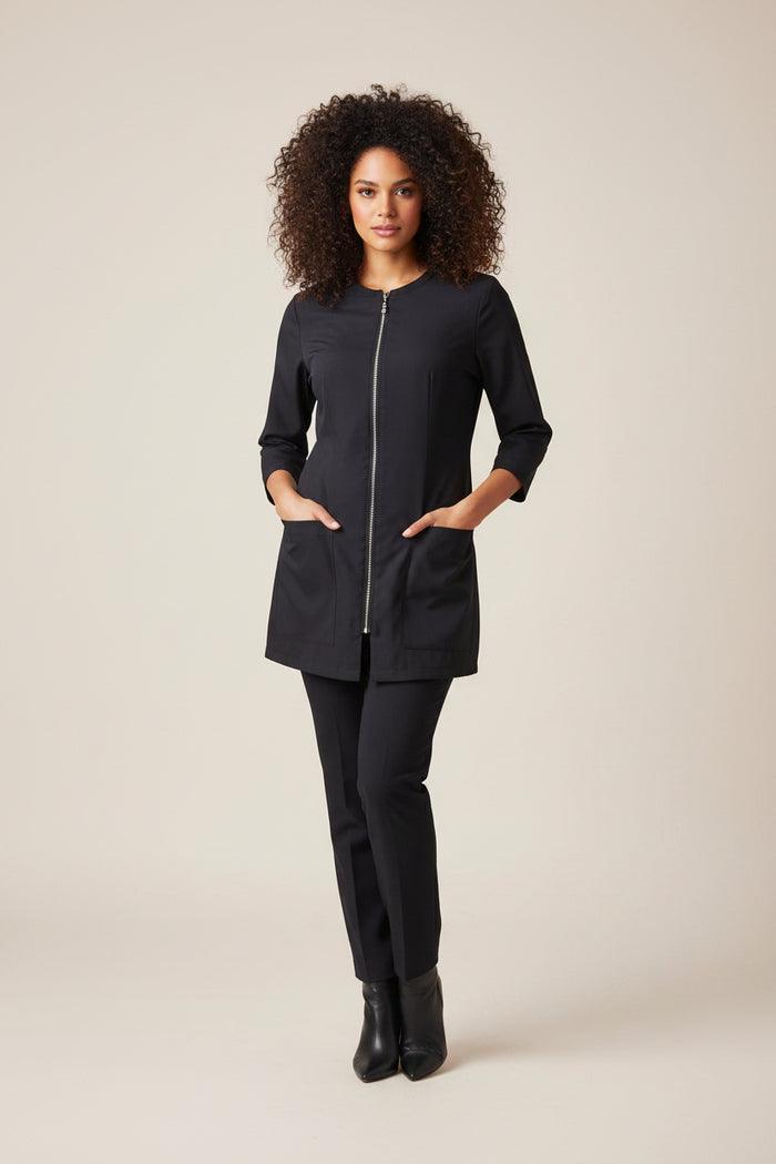 Style #95B Rhinestone Zip Front Smock - No Collar