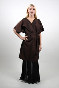 Style #85N Kimono Style Wrap Front Robe in Nylon / Poly Iridescent Silkara