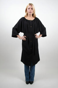 Style #86-G  Elastic Neck Robe in Peachskin fabric Black