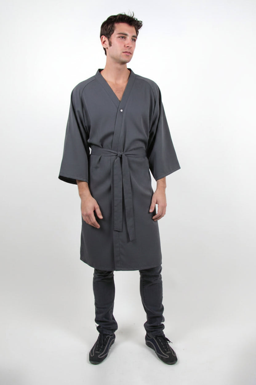 Style #310P Oversized Men's Robe in Peachskin Gre