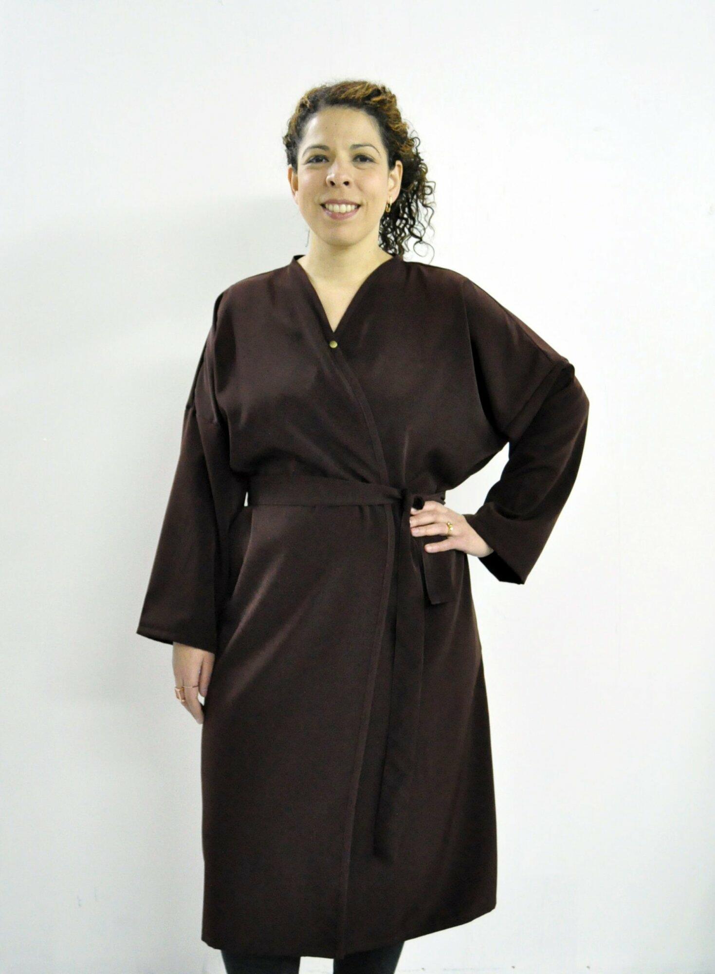 Style # 3500P Long Wrap Robe in Peachskin