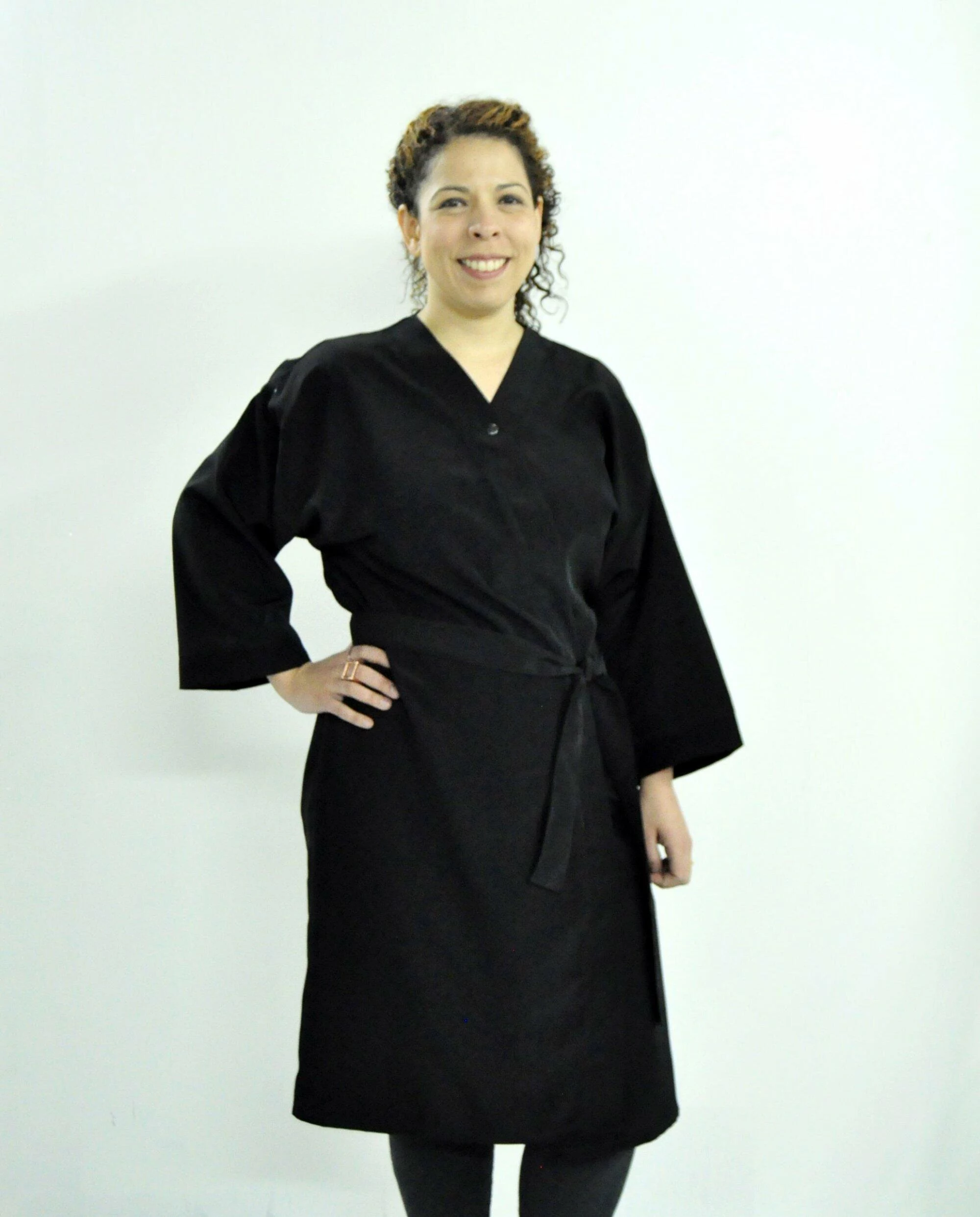 Style # 7000 Long Kimono 5th Avenue Robe with Cuffs in Peachskin