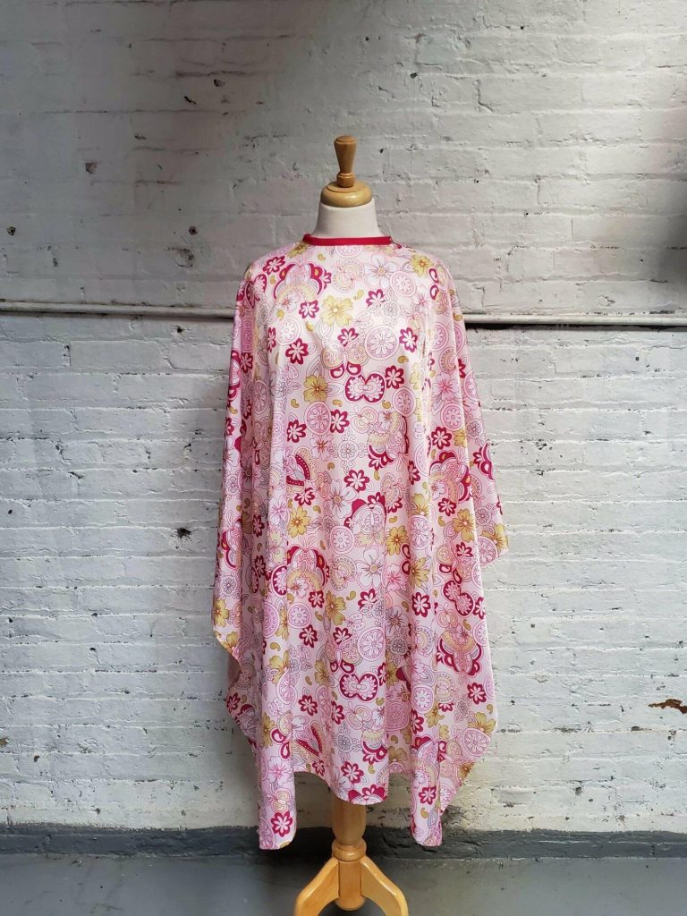 Pink floral printed cutting cape Style # 900F