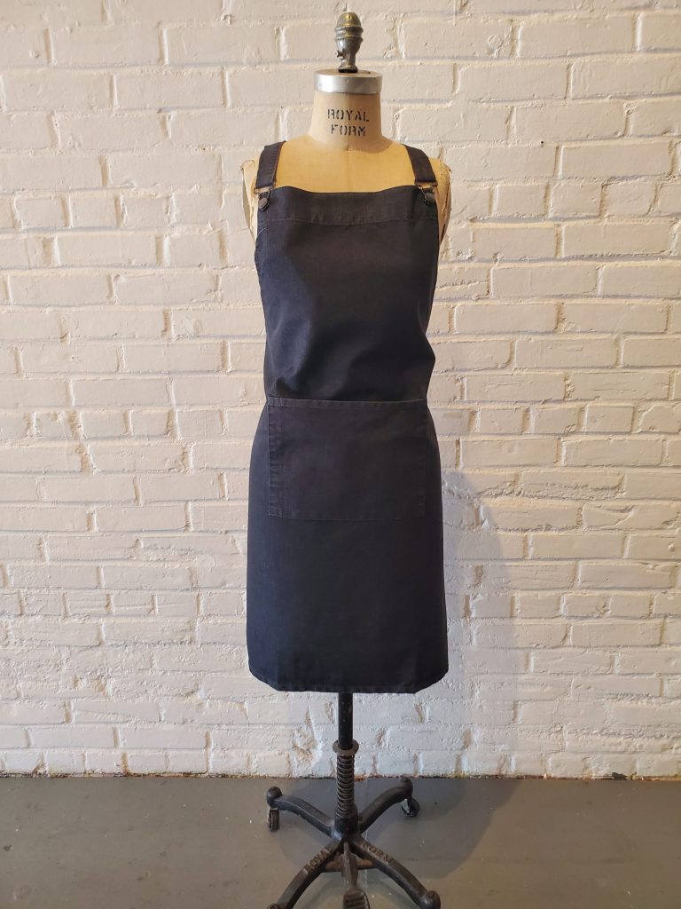 Denim black cross back apron style # 2100